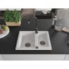 Mexen Carlos Granite Sink 1.5-Bowl 582 x 475 mm, White, Black Siphon - 6518581500-20-B