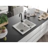 Mexen Carlos granitni sudoper s 1,5 komore, 582 x 475 mm, bijeli, crni sifon - 6518581500-20-B