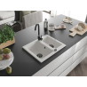 Mexen Carlos Granitspüle 1,5-Becken 582 x 475 mm, weiß, schwarzer Siphon - 6518581500-20-B