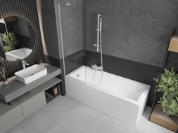 Mexen Next badwand paravent 1-delig 60 x 150 cm, transparant, wit - 895-060-000-00-00-20