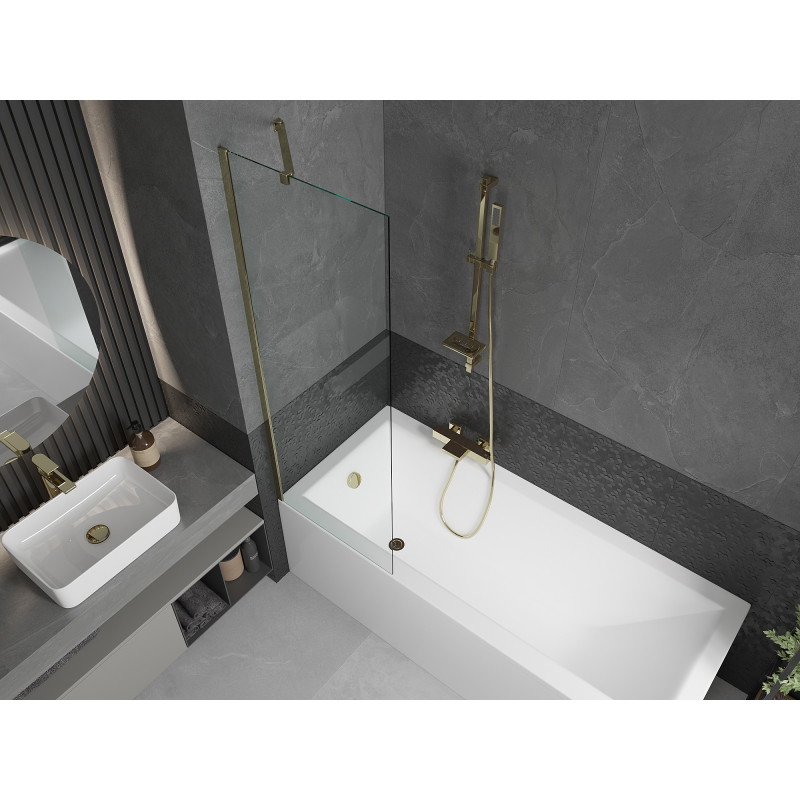 Mexen Next 1-panel bathtub screen 60 x 150 cm, transparent, gold - 895-060-000-00-00-50