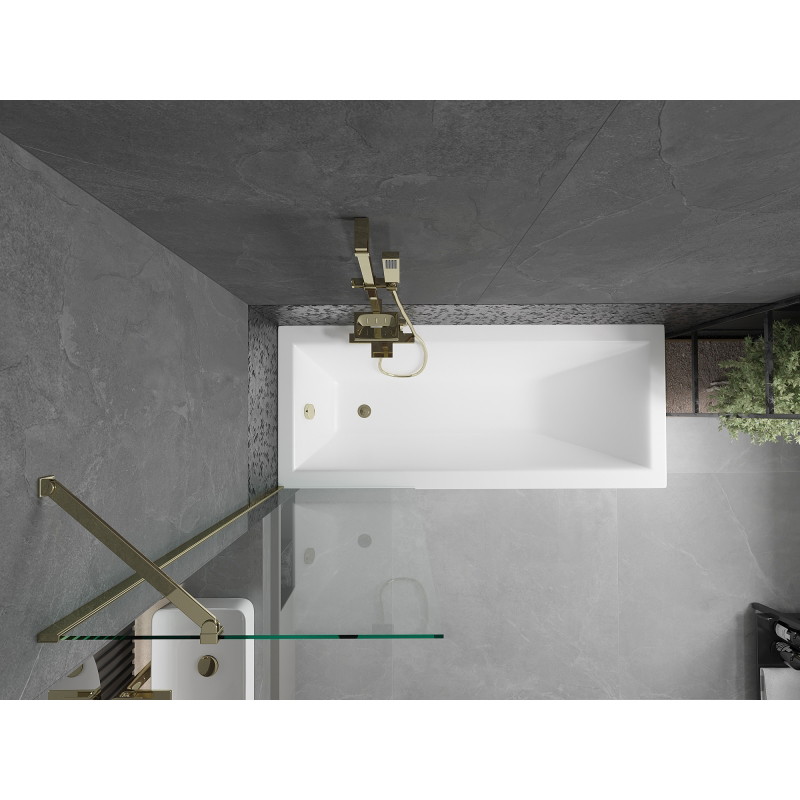 Mexen Next 1-panel bathtub screen 60 x 150 cm, transparent, gold - 895-060-000-00-00-50
