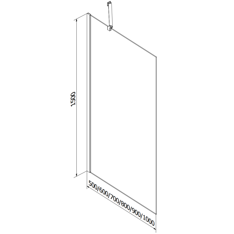 Mexen Next bath screen 1-wing 60 x 150 cm, transparent, black - 895-060-000-00-00-70