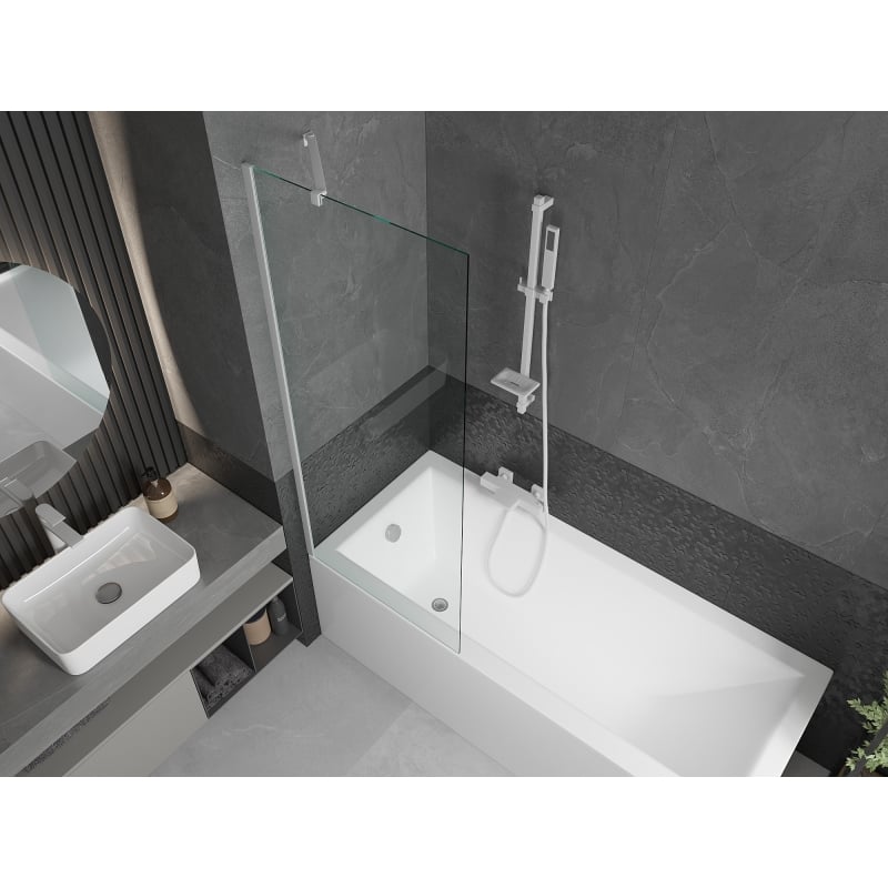 Mexen Next jednokrilni zaslon za kadu 70 x 150 cm, proziran, bijeli - 895-070-000-00-00-20