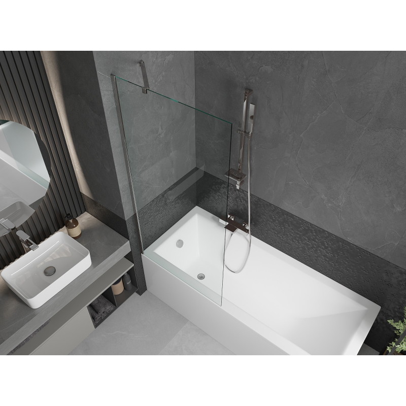 Mexen Next 1-Panel Bathtub Screen 80 x 150 cm, Transparent, Chrome - 895-080-000-00-00-01