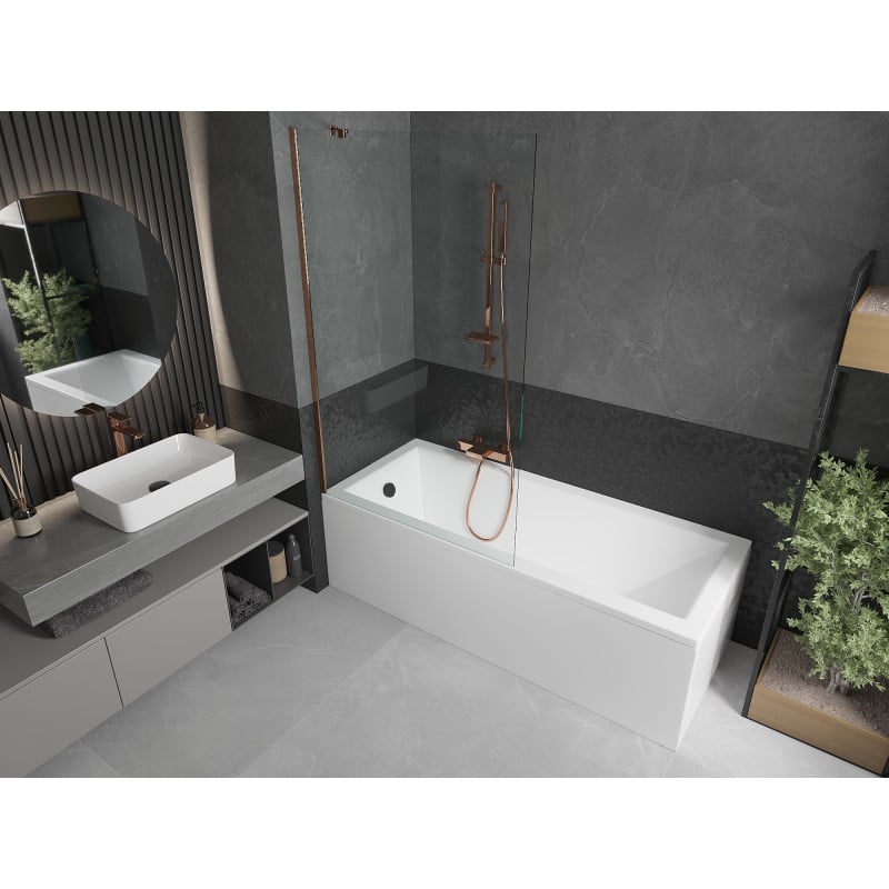 Mexen Next 1-wing bath screen 100 x 150 cm, transparent, rose gold - 895-100-000-00-00-60