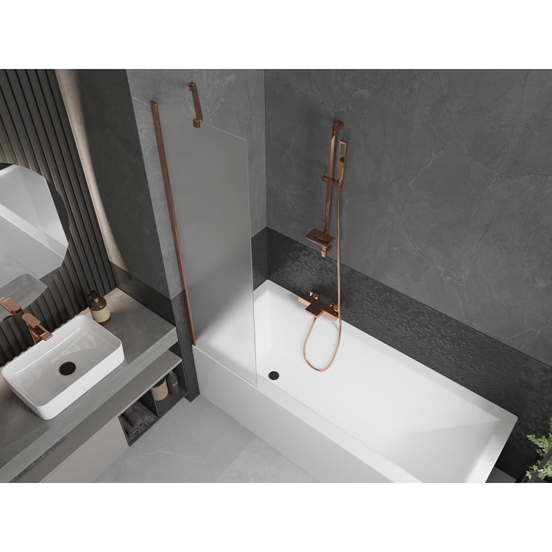 Mexen Next 1-wing bath screen 50 x 150 cm, frost, rose gold - 895-050-000-00-30-60