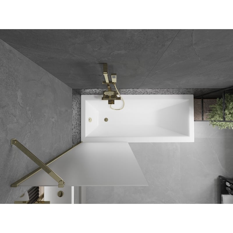 Mexen Next 1-wing bathtub screen 70 x 150 cm, frost, gold - 895-070-000-00-30-50