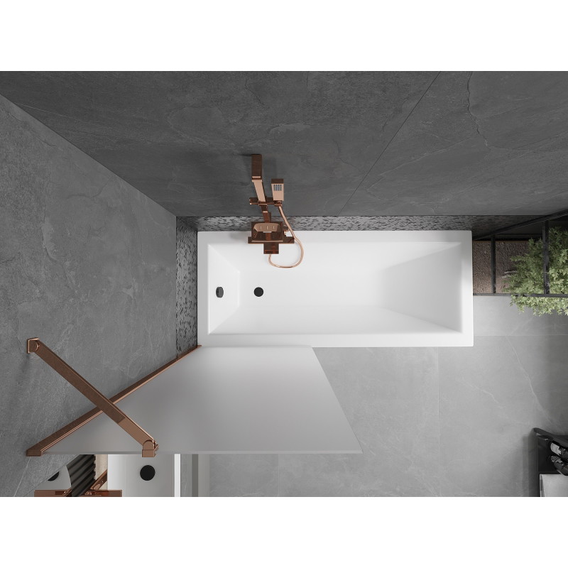 Mexen Next 1-flügelige Badewannenabtrennung 70 x 150 cm, Milchglas, Roségold - 895-070-000-00-30-60