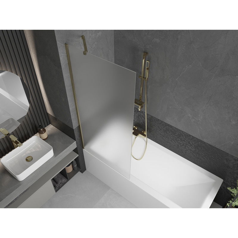 Mexen Next paravento per vasca da bagno con 1 anta 80 x 150 cm, smerigliato, oro - 895-080-000-00-30-50