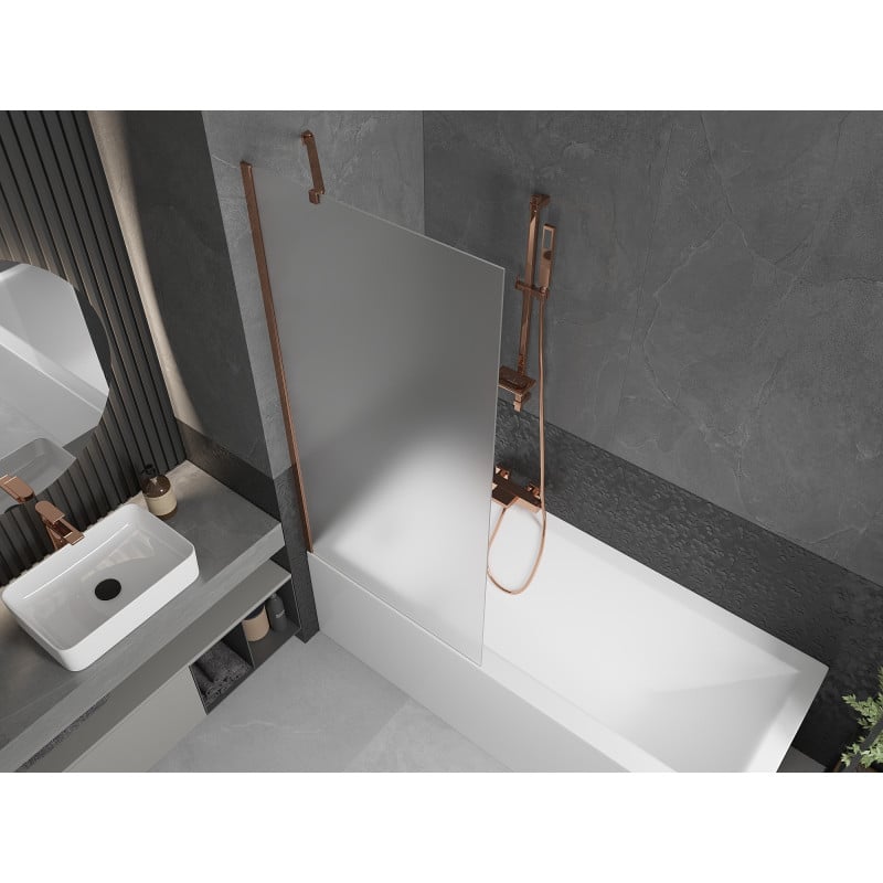 Mexen Next 1-panel bath screen 80 x 150 cm, frost, rose gold - 895-080-000-00-30-60