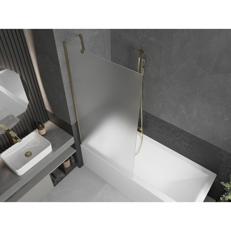 Mexen Next paravento per vasca da bagno a 1 anta 90 x 150 cm, opaco, dorato - 895-090-000-00-30-50