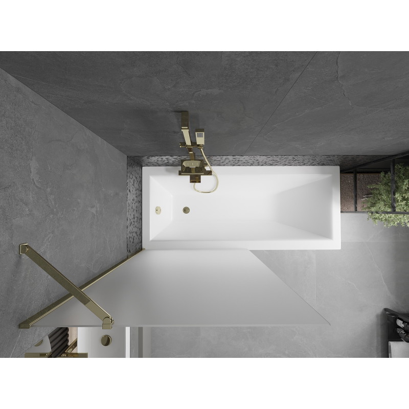 Mexen Next badwand scherm 1-vleugelig 90 x 150 cm, ijs, goud - 895-090-000-00-30-50