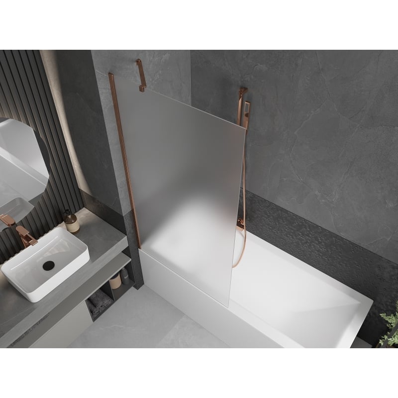Mexen Next 1-panel bathtub screen 90 x 150 cm, frosted, rose gold - 895-090-000-00-30-60