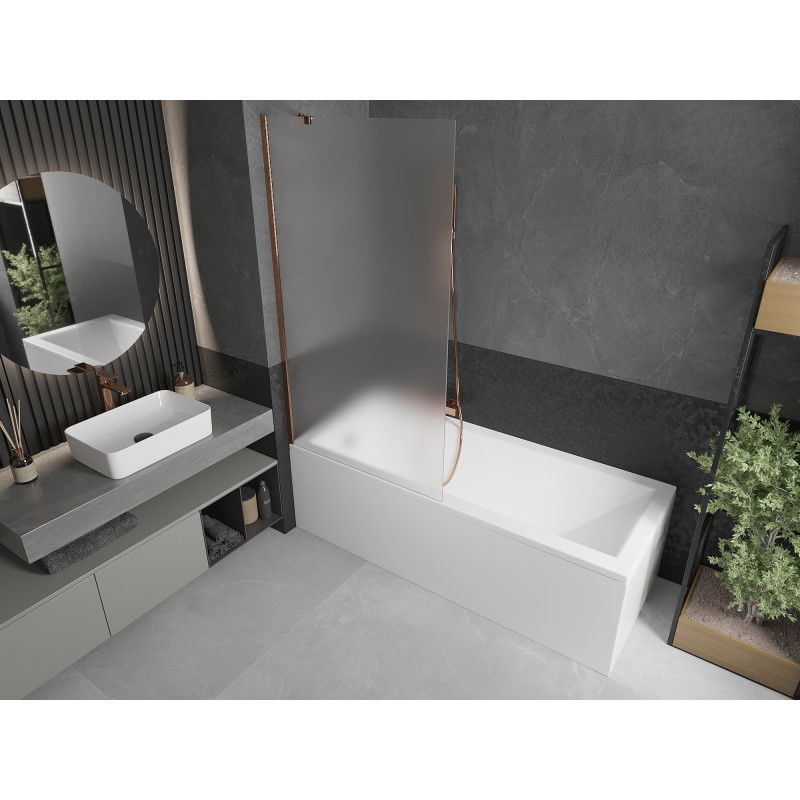 Mexen Next paratia per vasca da bagno a 1 anta 90 x 150 cm, ghiaccio, oro rosa - 895-090-000-00-30-60
