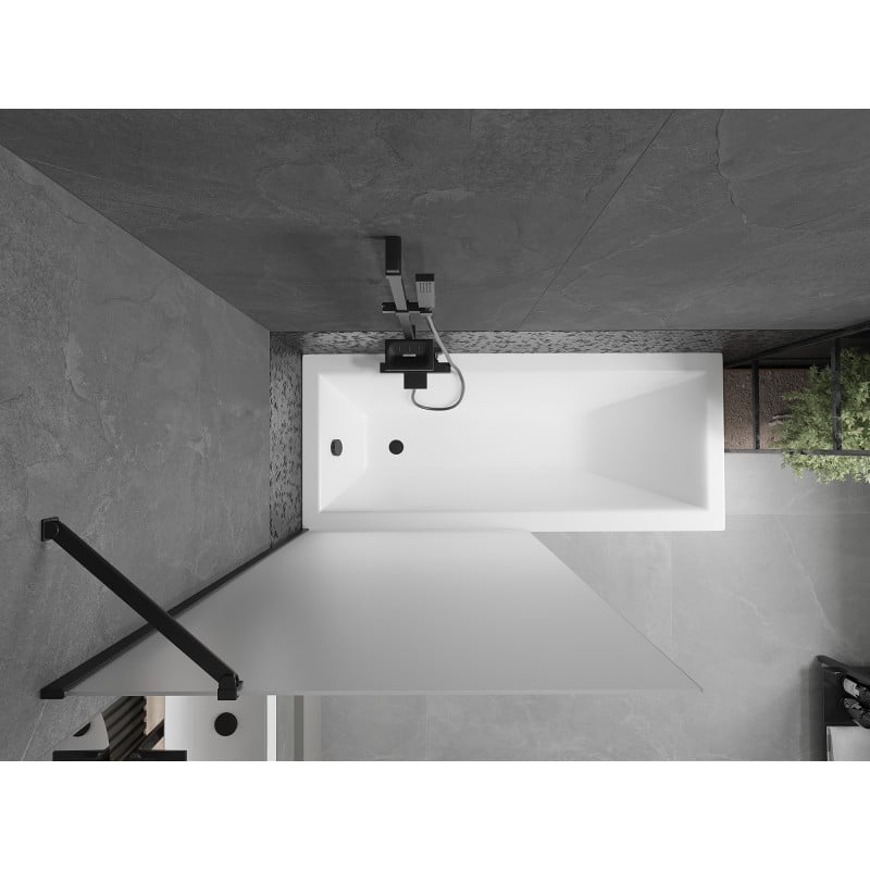 Mexen Next Badewannen-Abtrennung 1-flügelig 90 x 150 cm, mattiert, schwarz - 895-090-000-00-30-70