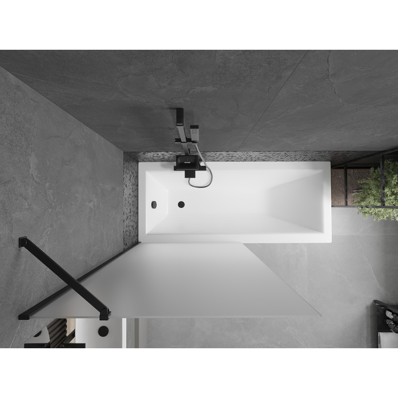 Mexen Next parawan nawannowy 1-skrzydłowy 90 x 150 cm, szron, czarny - 895-090-000-00-30-70