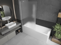 Mexen Next bathtub screen single-panel 100 x 150 cm, frosted, white - 895-100-000-00-30-20