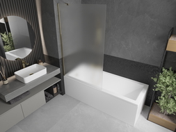 Mexen Next badwand scherm 1-delig 100 x 150 cm, matglas, goud - 895-100-000-00-30-50