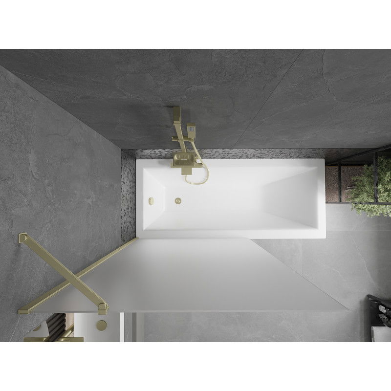 Mexen Next paratia per vasca da bagno a 1 anta 100 x 150 cm, ghiaccio, oro - 895-100-000-00-30-50
