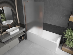 Mexen Next 1-wing bathtub screen 100 x 150 cm, frost, pink gold - 895-100-000-00-30-60
