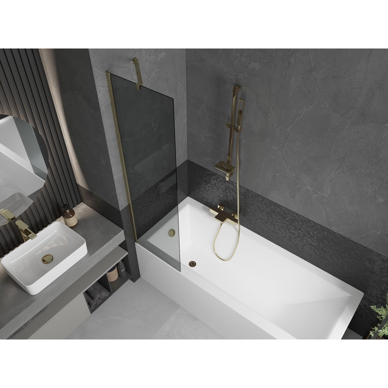 Mexen Next 1-panel Bathtub Screen 50 x 150 cm, Graphite, Gold - 895-050-000-00-40-50