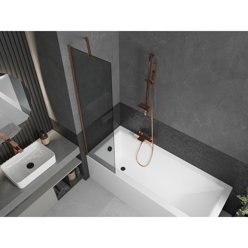 Mexen Next badwand scherm 1-vleugelig 50 x 150 cm, grafiet, roségoud - 895-050-000-00-40-60