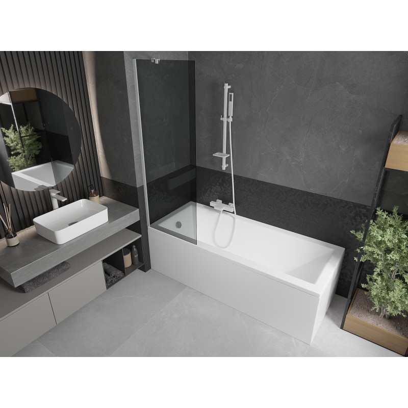 Mexen Next 1-panel bathtub screen 60 x 150 cm, graphite, white - 895-060-000-00-40-20