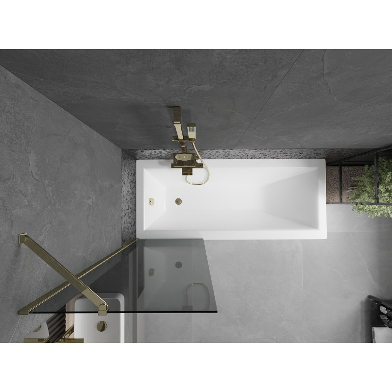 Mexen Next badscherm 1-vleugelig 60 x 150 cm, grafiet, goud - 895-060-000-00-40-50
