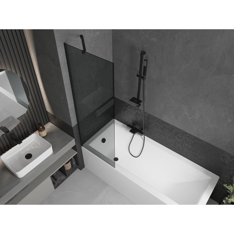 Mexen Next 1-Panel Shower Screen 60 x 150 cm, Graphite, Black - 895-060-000-00-40-70