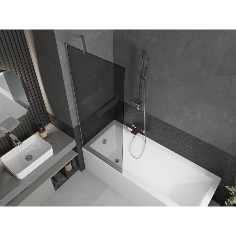 Mexen Next 1-panel bathtub screen 70 x 150 cm, graphite, chrome - 895-070-000-00-40-01