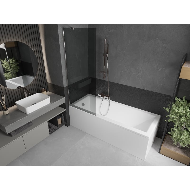 Mexen Next 1-panel bathtub screen 70 x 150 cm, graphite, chrome - 895-070-000-00-40-01