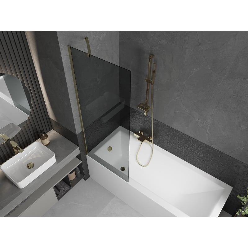 Mexen Next 1-wing bathtub screen 70 x 150 cm, graphite, gold - 895-070-000-00-40-50