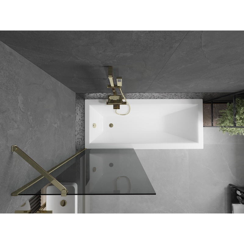 Mexen Next 1-wing bathtub screen 70 x 150 cm, graphite, gold - 895-070-000-00-40-50