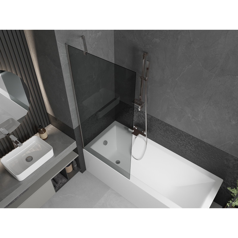 Mexen Next badkuipscherm 1-vleugelig 80 x 150 cm, grafiet, chroom - 895-080-000-00-40-01