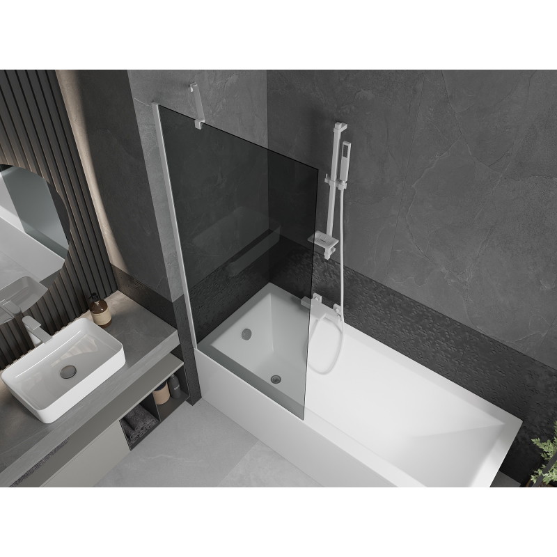 Mexen Next mampara de baño de 1 hoja 80 x 150 cm, grafito, blanco - 895-080-000-00-40-20