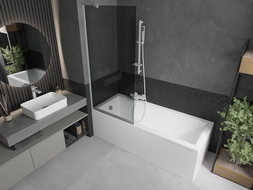 Mexen Next paratia per vasca da bagno 1-anta 80 x 150 cm, grafite, bianco - 895-080-000-00-40-20