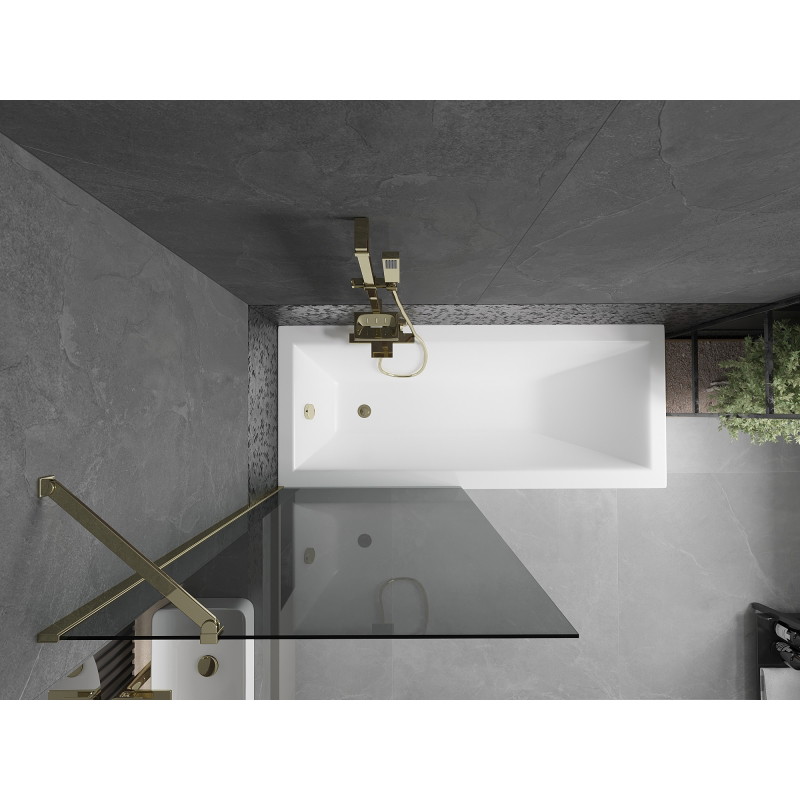 Mexen Next badscherm 1-vleugelig 80 x 150 cm, grafiet, goud - 895-080-000-00-40-50