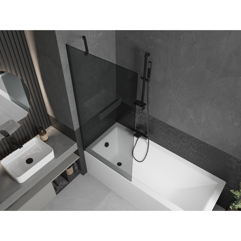 Mexen Next 1-wing bath screen 80 x 150 cm, graphite, black - 895-080-000-00-40-70