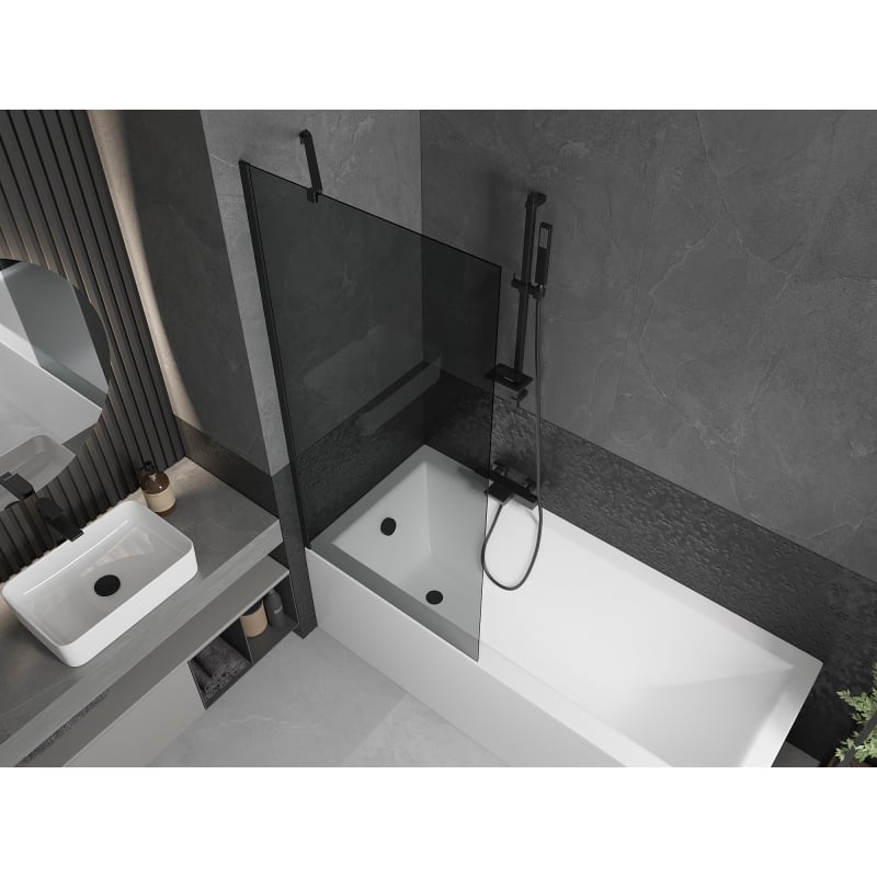 Mexen Next bathtub screen 1-wing 80 x 150 cm, graphite, black - 895-080-000-00-40-70