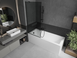 Mexen Next Badewannenabtrennung 1-flügelig 80 x 150 cm, Graphit, Schwarz - 895-080-000-00-40-70