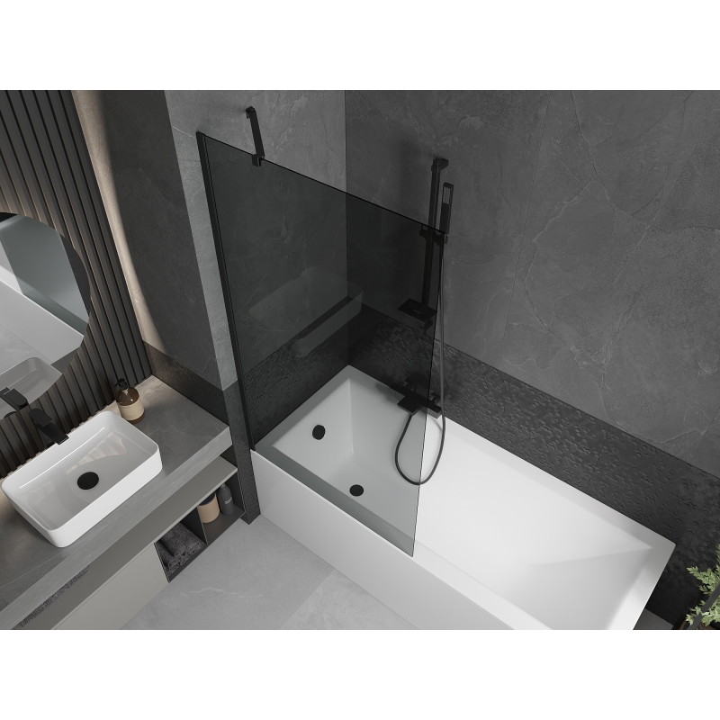 Mexen Next 1-panel bathtub screen 90 x 150 cm, graphite, black - 895-090-000-00-40-70