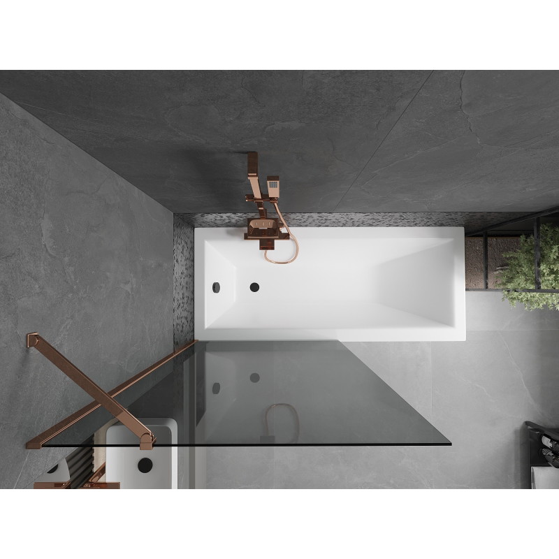 Mexen Next 1-panel bathtub screen 90 x 150 cm, graphite, rose gold - 895-090-000-00-40-60