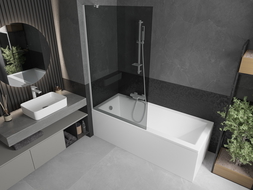 Mexen Next douchewand voor badkuip, 1-delig 100 x 150 cm, grafiet, wit - 895-100-000-00-40-20