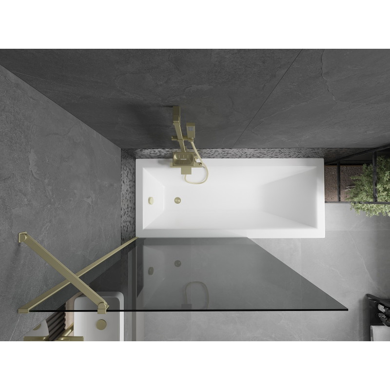 Mexen Next 1-panel bathtub screen 100 x 150 cm, graphite, gold - 895-100-000-00-40-50
