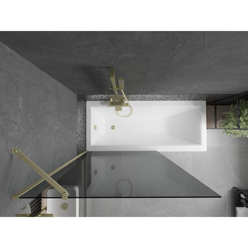 Mexen Next 1-wing bath screen 100 x 150 cm, graphite, gold - 895-100-000-00-40-50