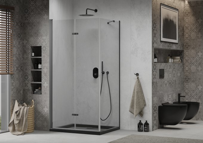 Kabiny prysznicowe z brodzikiem z drzwiami składanymi