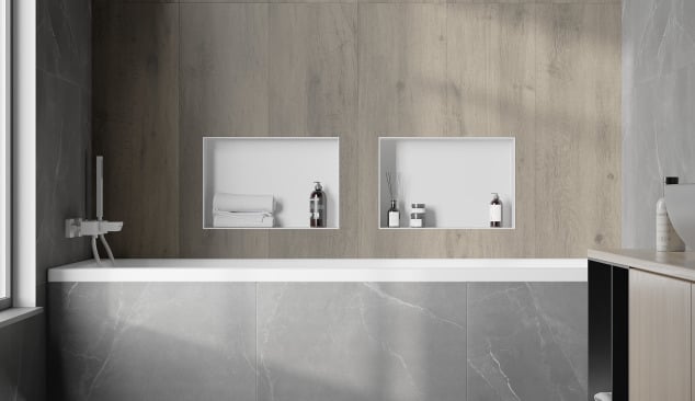 Baignoire encastrée avec carrelage